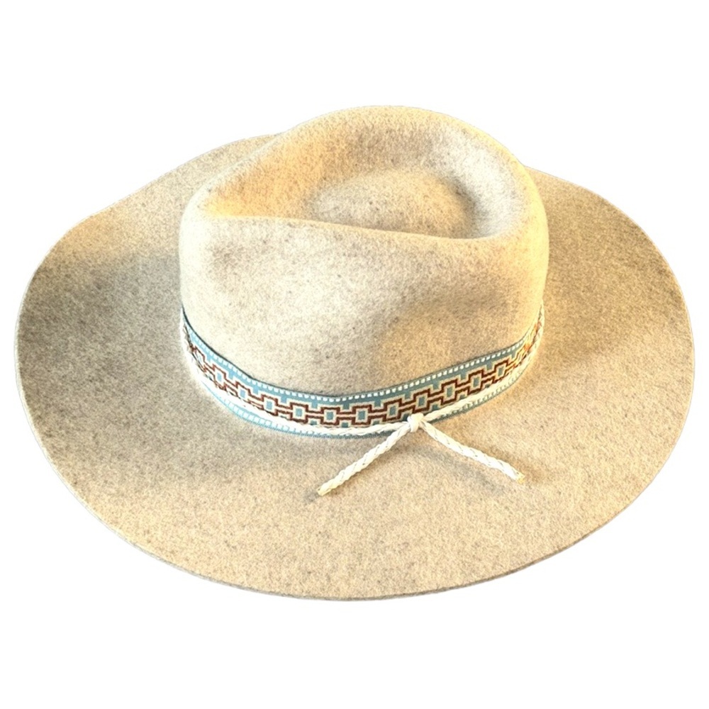 AMERICAN HAT MAKERS Maldives Moon Wide Brim Felt Fedora Size Small 55cm